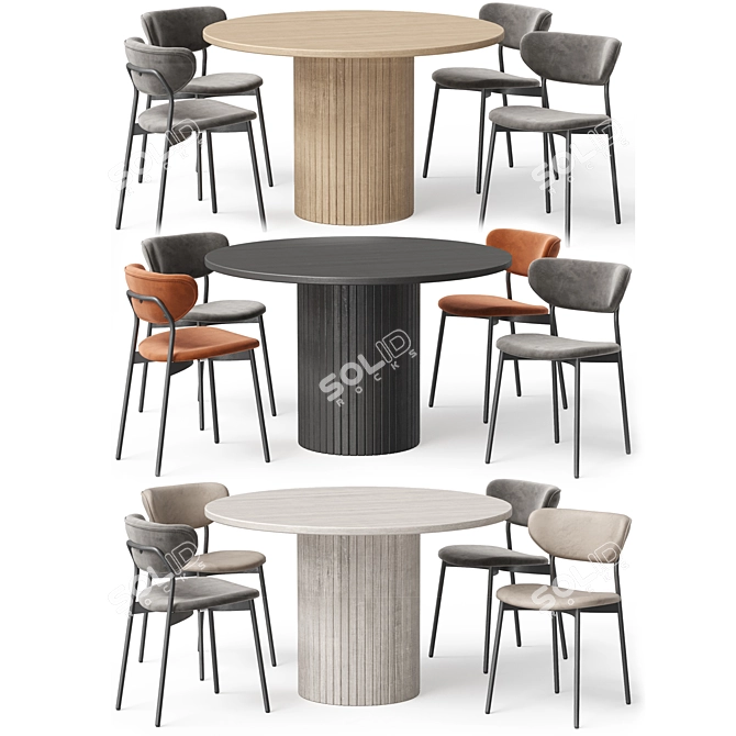 Modern Dining Set Diverse Color Options 3D model image 6