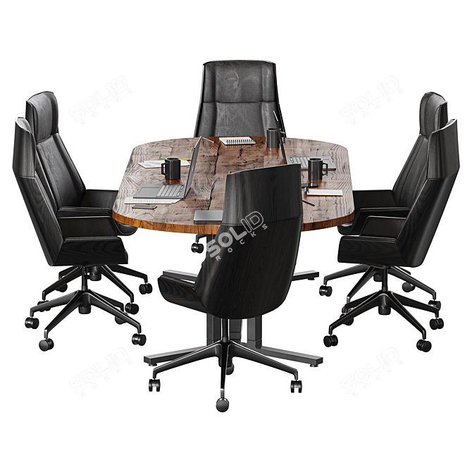 Modern Conference Meeting Table Elegance 3D model image 2