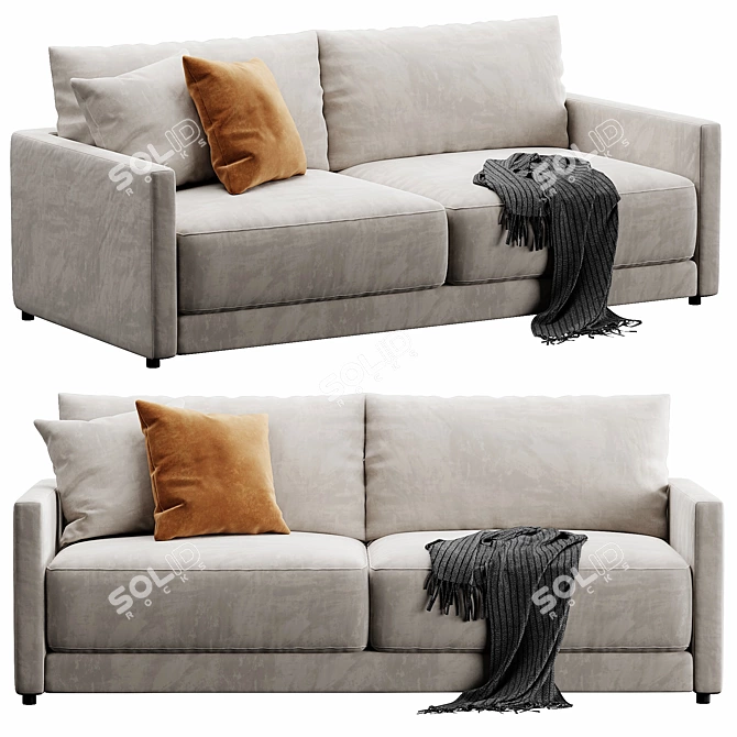 Gather Sofa: Versatile Elegance in Velvet/Leather 3D model image 1