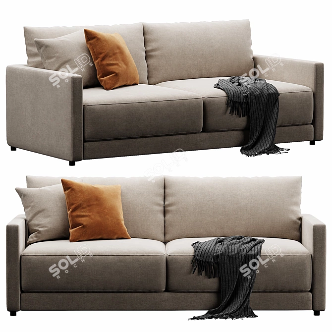 Gather Sofa: Versatile Elegance in Velvet/Leather 3D model image 2