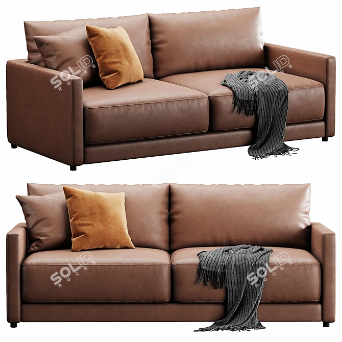 Gather Sofa: Versatile Elegance in Velvet/Leather 3D model image 3