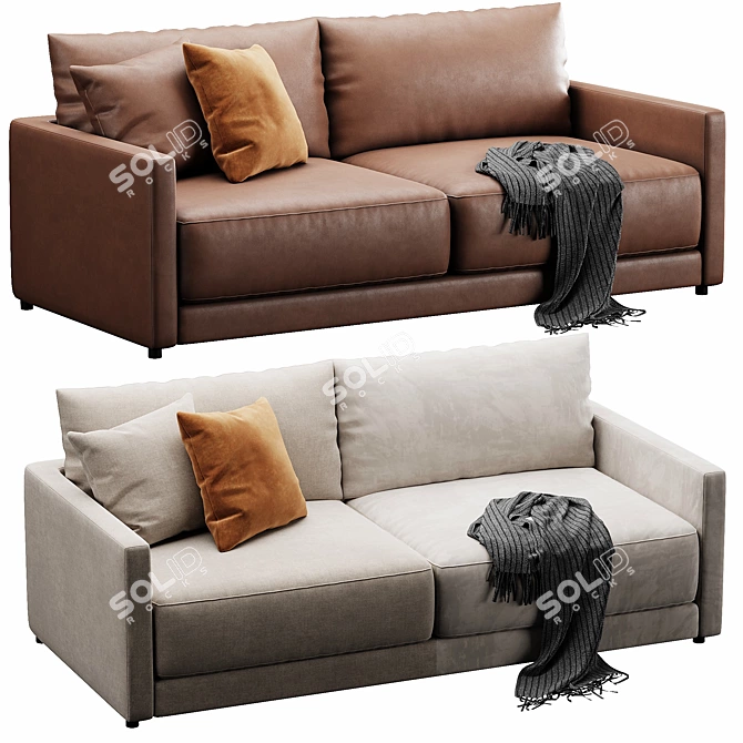 Gather Sofa: Versatile Elegance in Velvet/Leather 3D model image 5