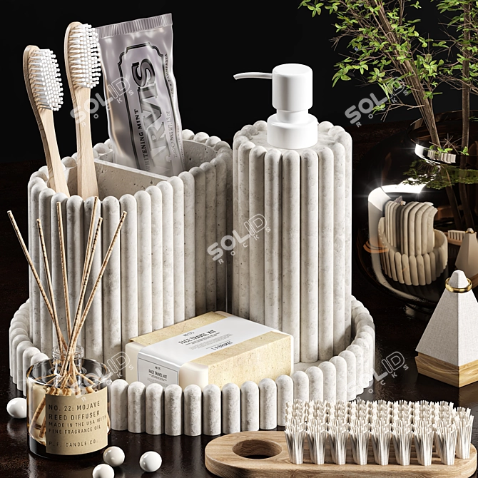  Modern Bathroom Accessories Set 3D model image 2