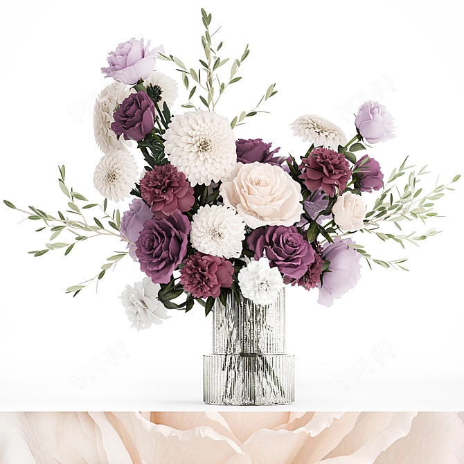 Spring Blossom Bouquet Set 3D model image 1