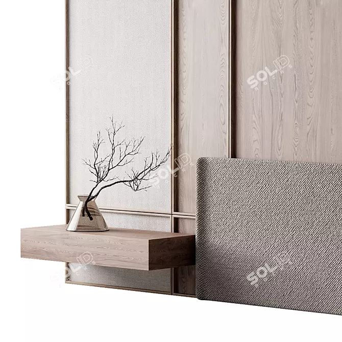  Modern Upholstered Headboard - Grey 3D model image 7