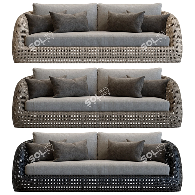 Gemini Wicker Outdoor Sofa 3D 3D model image 2