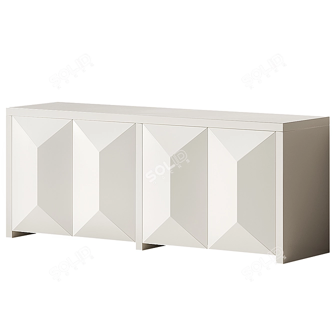 Elegant White Lacquer Credenza 3D model image 2