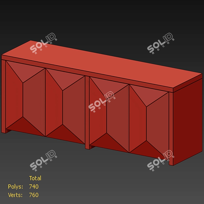 Elegant White Lacquer Credenza 3D model image 3