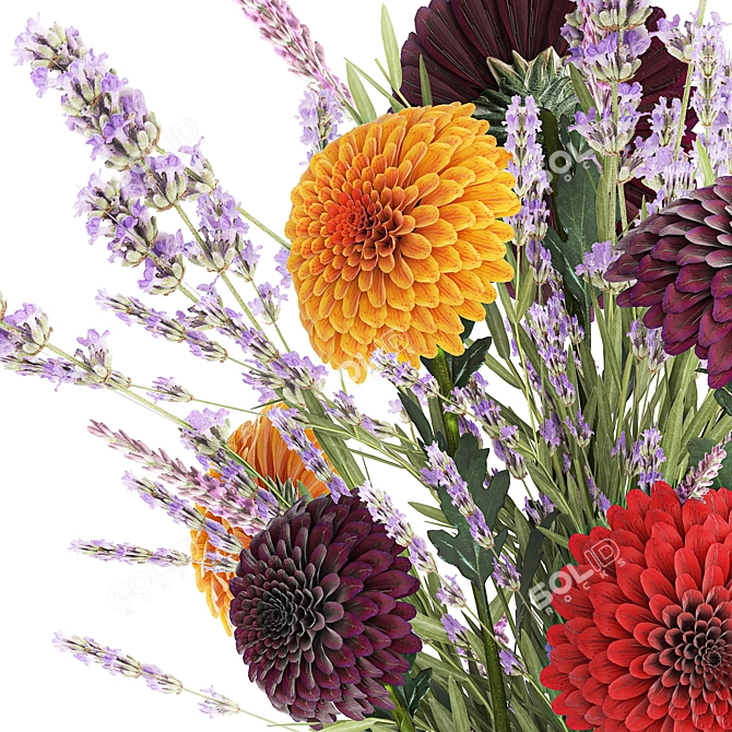 Field Flowers Bouquet Set 3D model image 5