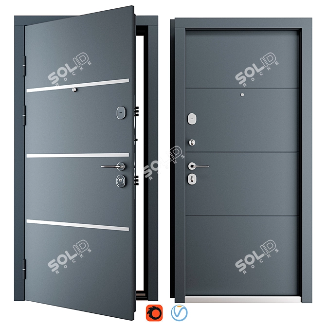  Galicia Metal Entry Door 3D model image 1