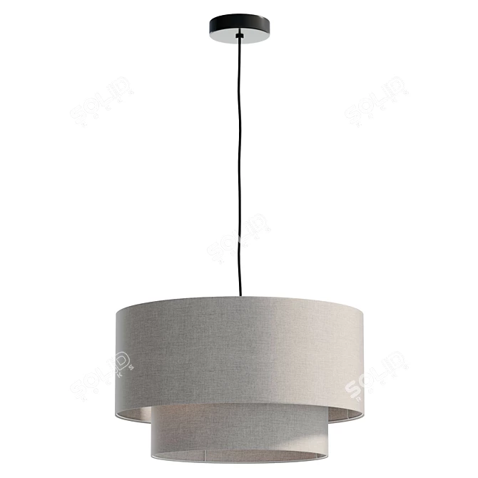 Vintage Industrial Iron Pendant Lamp 3D model image 2