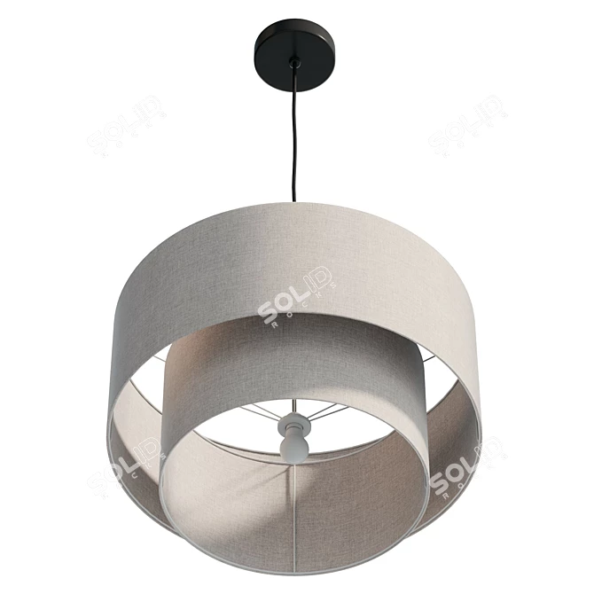 Vintage Industrial Iron Pendant Lamp 3D model image 4