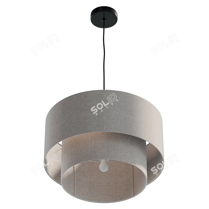 Vintage Industrial Iron Pendant Lamp 3D model image 5