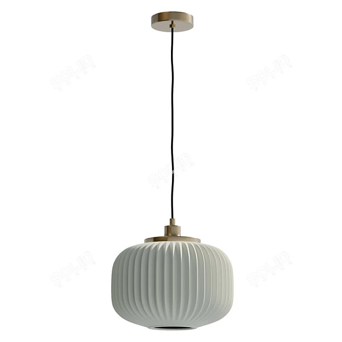 Frosted Ribbed Pendant Light 3D model image 2