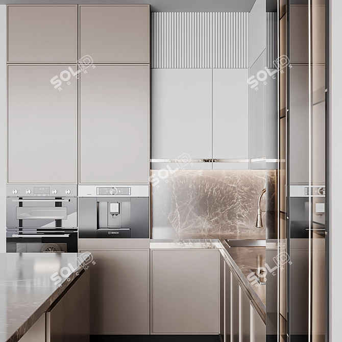 Adjustable Modern Kitchen Unit 3D model image 3