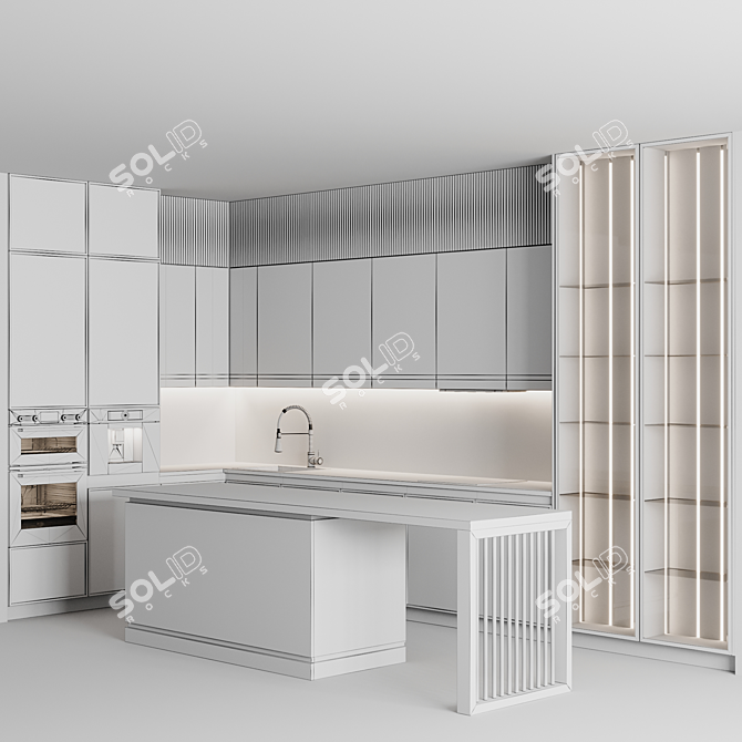 Adjustable Modern Kitchen Unit 3D model image 6