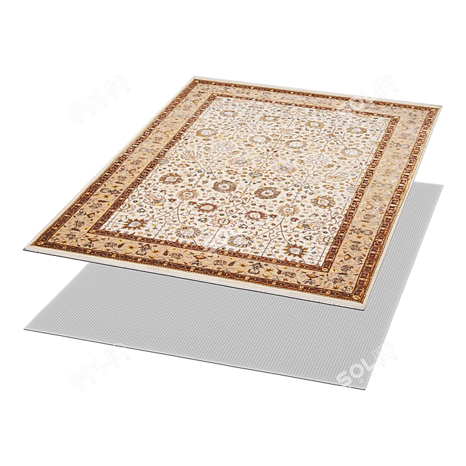 Handcrafted Wool Silk Blend Carpet 3D model image 2