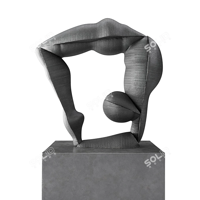 Abstract Perception Nine Stone Metal Sculpture 3D model image 3