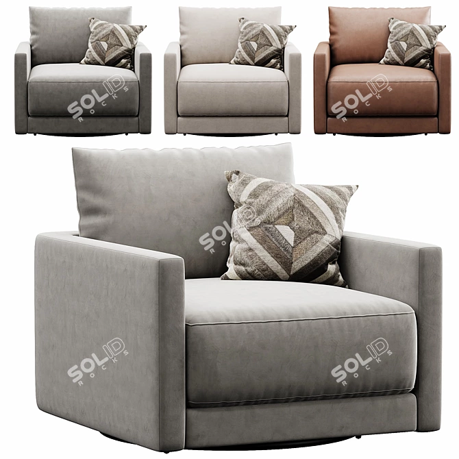 Modern Swivel Armchair, Sleek Design 3D model image 1