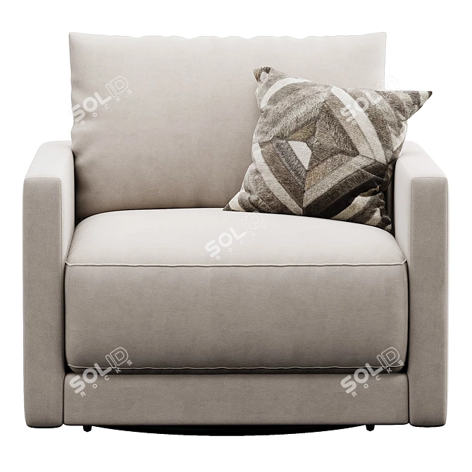 Modern Swivel Armchair, Sleek Design 3D model image 4