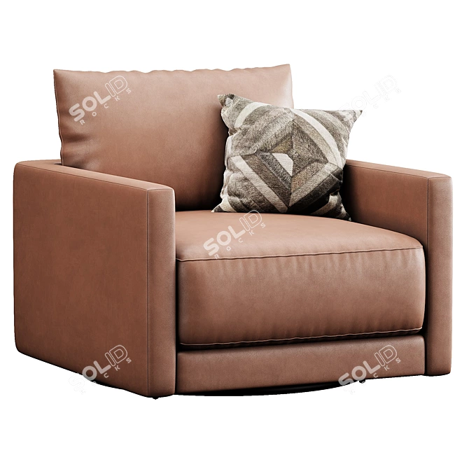 Modern Swivel Armchair, Sleek Design 3D model image 7