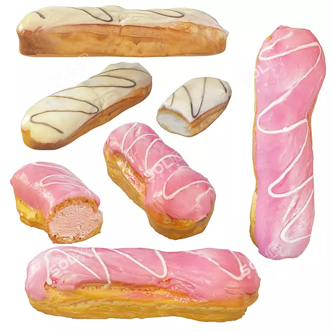 Strawberry Cream Eclairs 3D model image 1