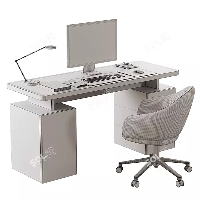 Sleek Workspace 3D Model 3D model image 4