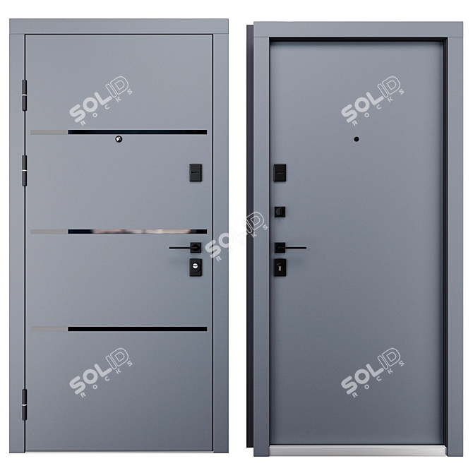 Fort Entrance Metal Door 900x2050mm 3D model image 3