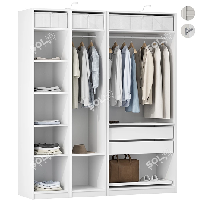 IKEA Wardrobe Set 02 completo 3D model image 1