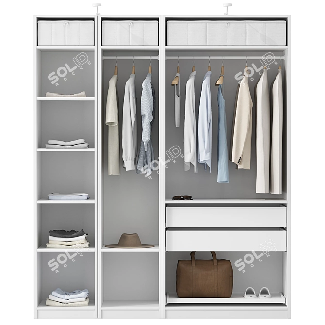 IKEA Wardrobe Set 02 completo 3D model image 5