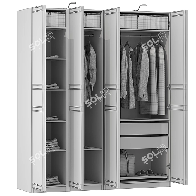 IKEA Wardrobe Set 02 completo 3D model image 7