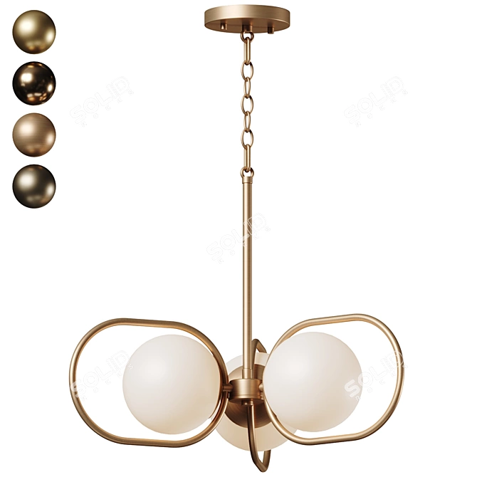 Belmont Opal Glass Chandelier Light 3D model image 1