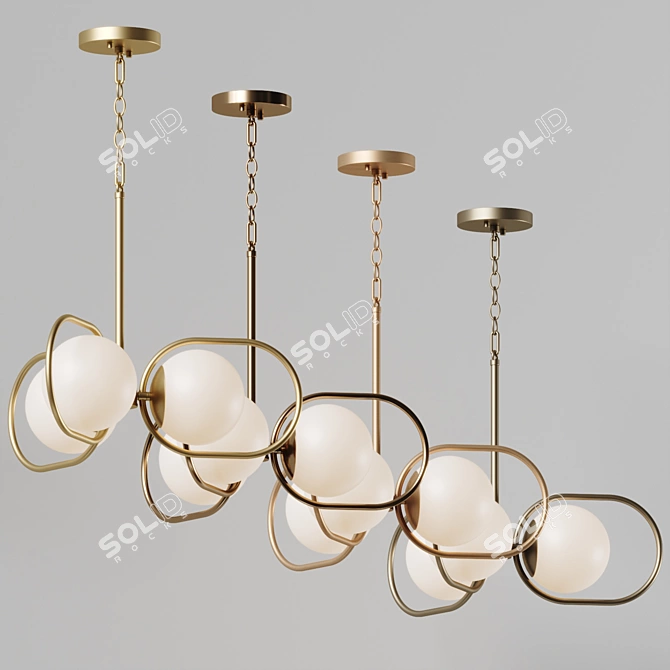 Belmont Opal Glass Chandelier Light 3D model image 4