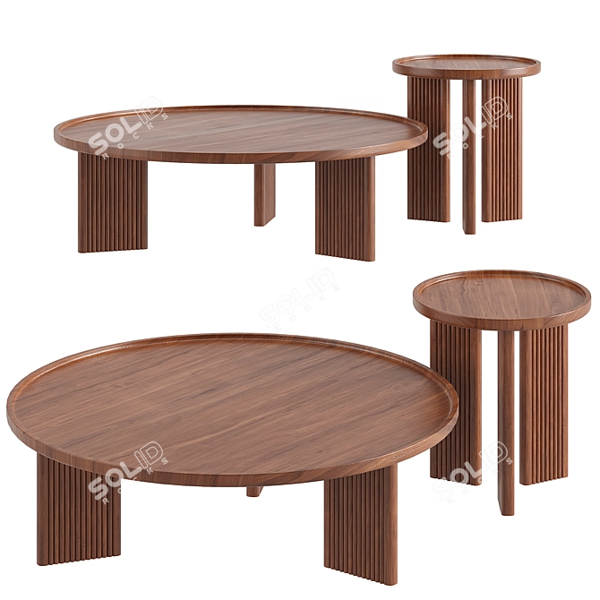 Diagil Walnut Coffee Tables 3D model image 1