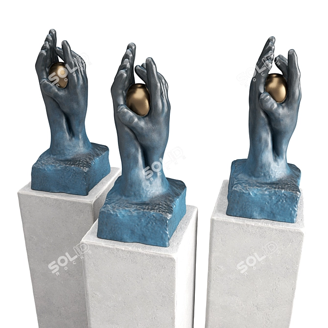 Metal and Plaster Hands Sculpture 3D model image 3