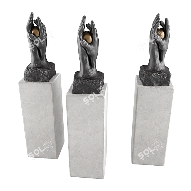 Metal and Plaster Hands Sculpture 3D model image 6