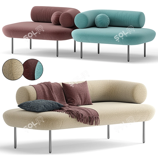 Modern Fabric Chaise Lounge Chair 3D model image 1