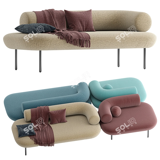 Modern Fabric Chaise Lounge Chair 3D model image 2