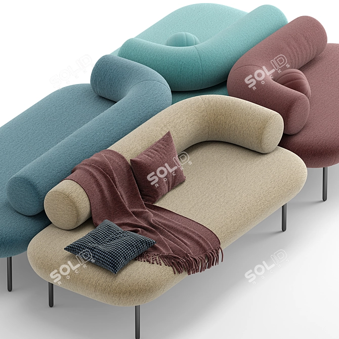 Modern Fabric Chaise Lounge Chair 3D model image 3