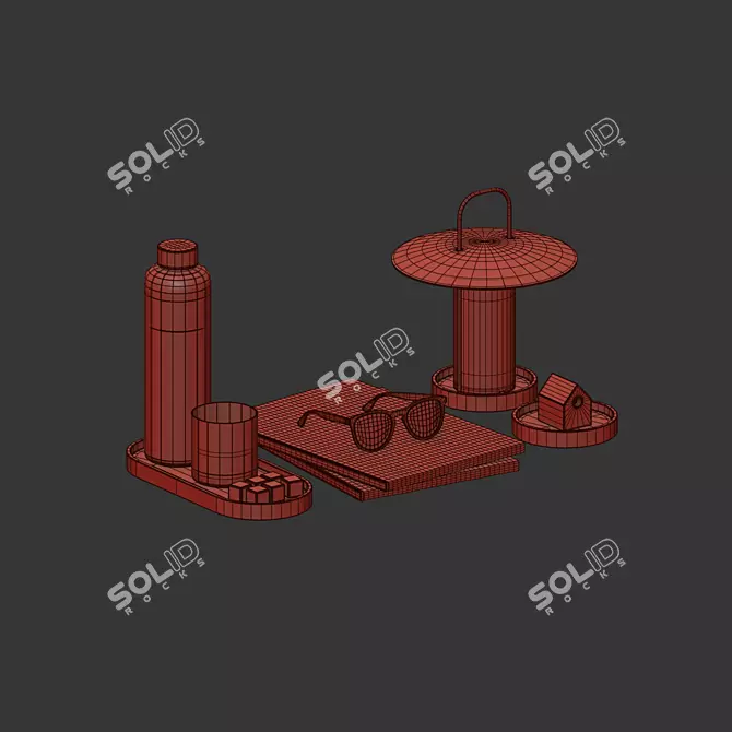 Monochrome Office Decor Set 3D model image 3