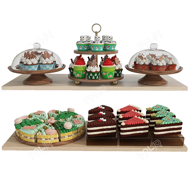 Gourmet Christmas Treats Set 3D model image 1