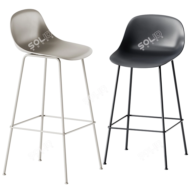 Muuto Fiber Bar Stool Set 3D model image 1