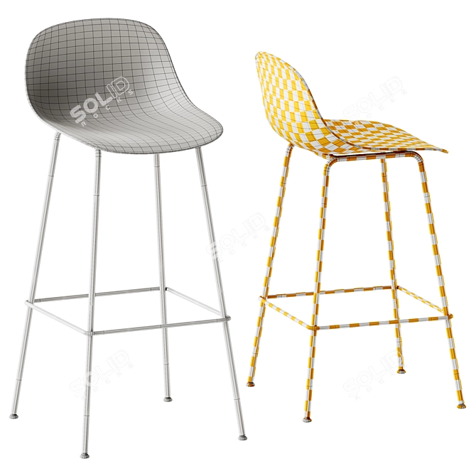 Muuto Fiber Bar Stool Set 3D model image 7
