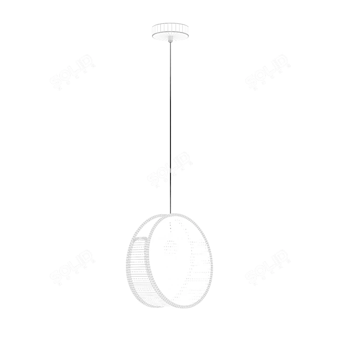 Ethnic Metal Rattan Pendant Light 3D model image 2