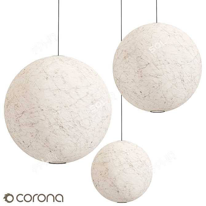 Modern HAY Round Paper Pendant 3D model image 2