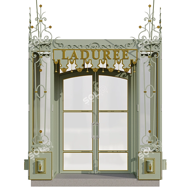 Metallic Entry Group with Gilded Elements 3D model image 2