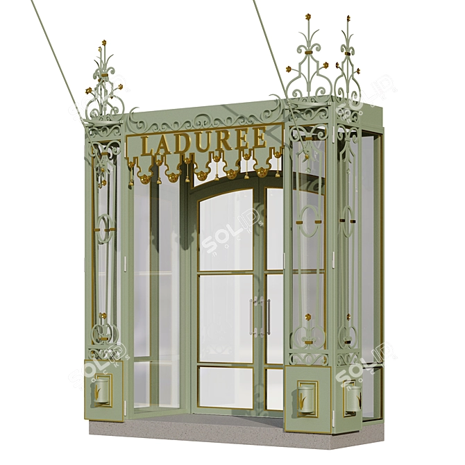 Metallic Entry Group with Gilded Elements 3D model image 3