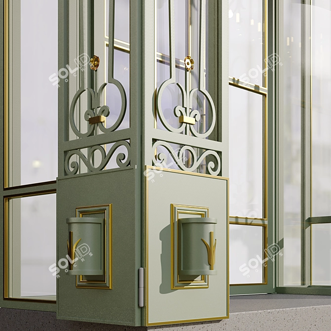 Metallic Entry Group with Gilded Elements 3D model image 5