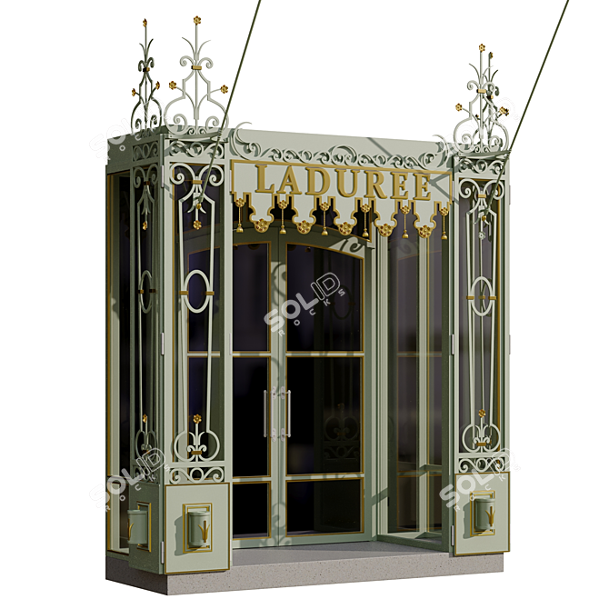 Metallic Entry Group with Gilded Elements 3D model image 8