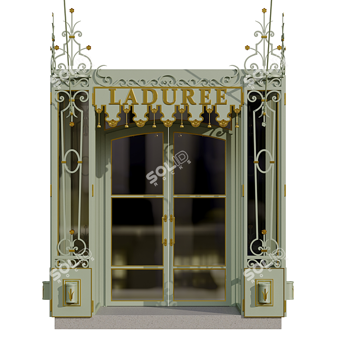 Metallic Entry Group with Gilded Elements 3D model image 9